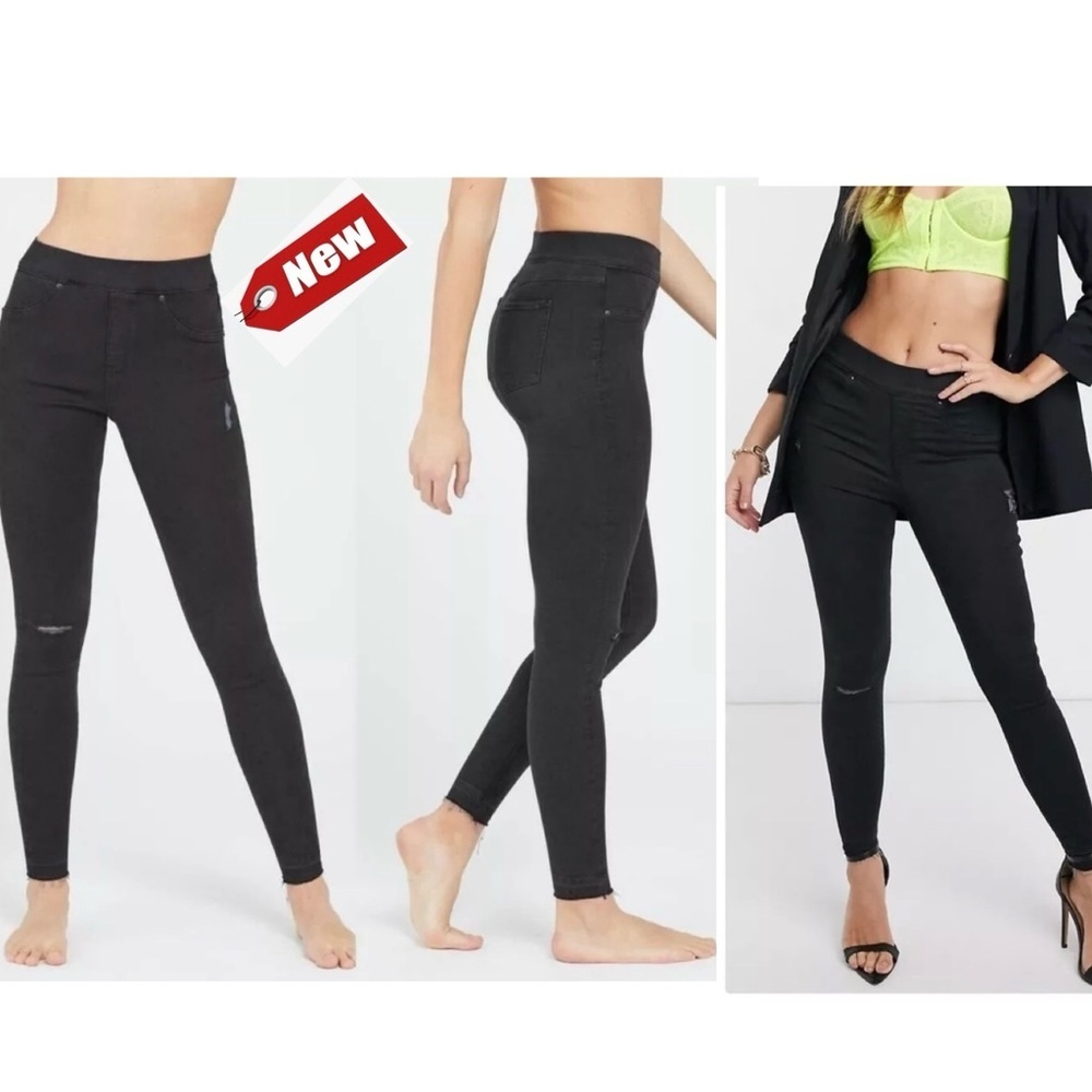 Spanx vintage black distressed denim leggings Sz M NWT new with tag